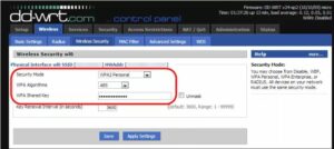 How to connect a second router wirelessly: Changing security settings on DD-WRT interface
